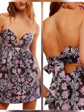 FREE PEOPLE Floreo Strapless Jacquard Minidress